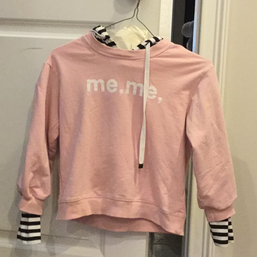 Pink/ black and white hoodie